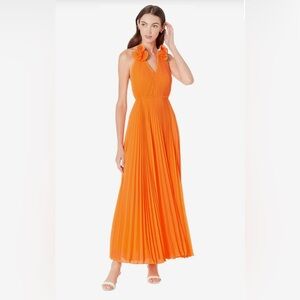 NWT** MILLY - Evie Pleated Dress in Tangerine